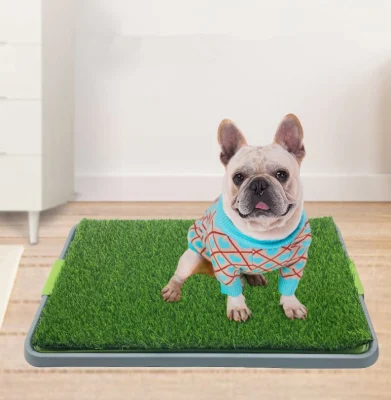 Cucciolo di erba artificiale all'ingrosso per cani e piccoli animali domestici, tappetino riutilizzabile per vasino con vassoio